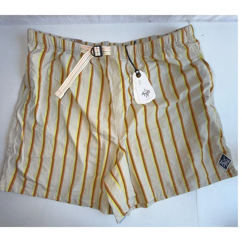 Prana Indio Heritage Shorts Mens XL Yarrow Striped Recycled 6 Inch Inseam NEW